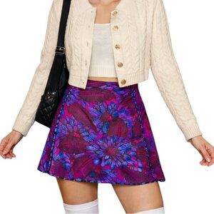 J.Crew New Preppy Midnight Floral Jacquard Iridescent A-Line Mini Skirt Size 00💛